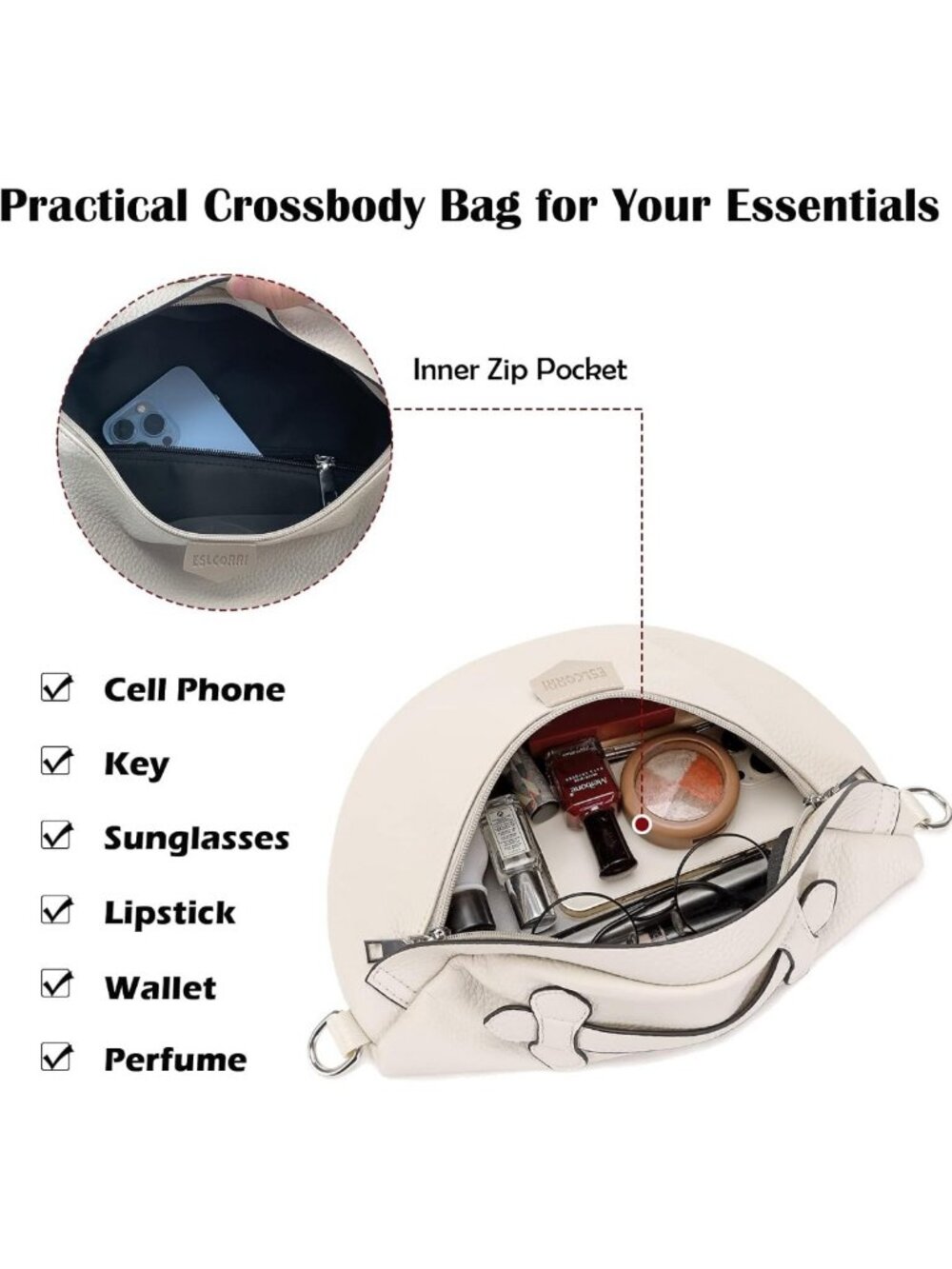 Stylish Leather Crossbody Bag for Women - Versatile Sling Purse & Fanny Pack - Picture 4 of 9